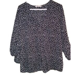 Old Navy Sz‎ XXL Black white Roll Tab Dot Tunic Top Blouse Womens Everyday Wear